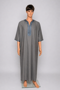 Abaya marocaine gris pour hommes - manches courtes