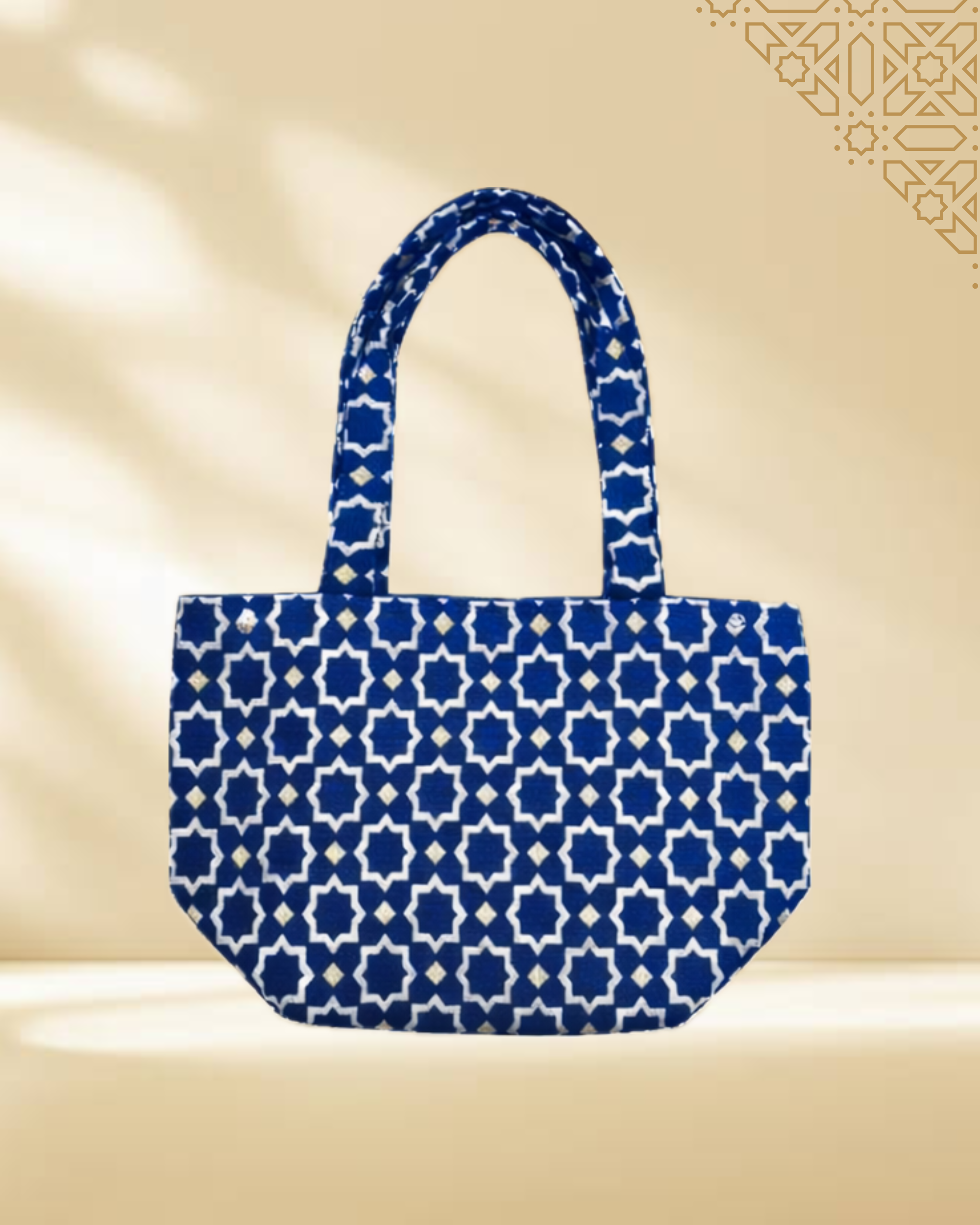Sac cabas marocain Zellij – Sac grand en tissu marocain fait main à motif mosaïque géométrique