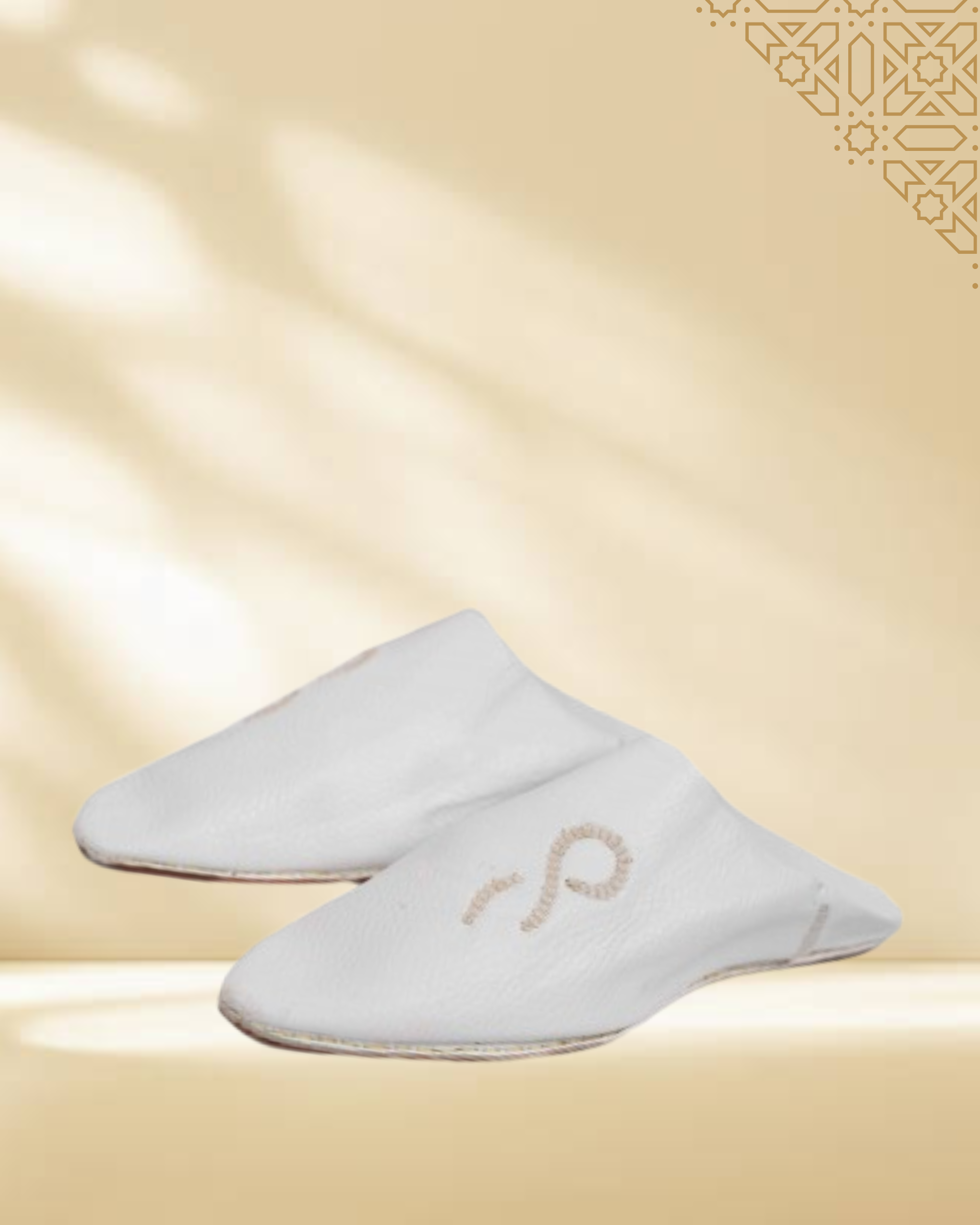 Babouche marocaine en cuir - Blanche