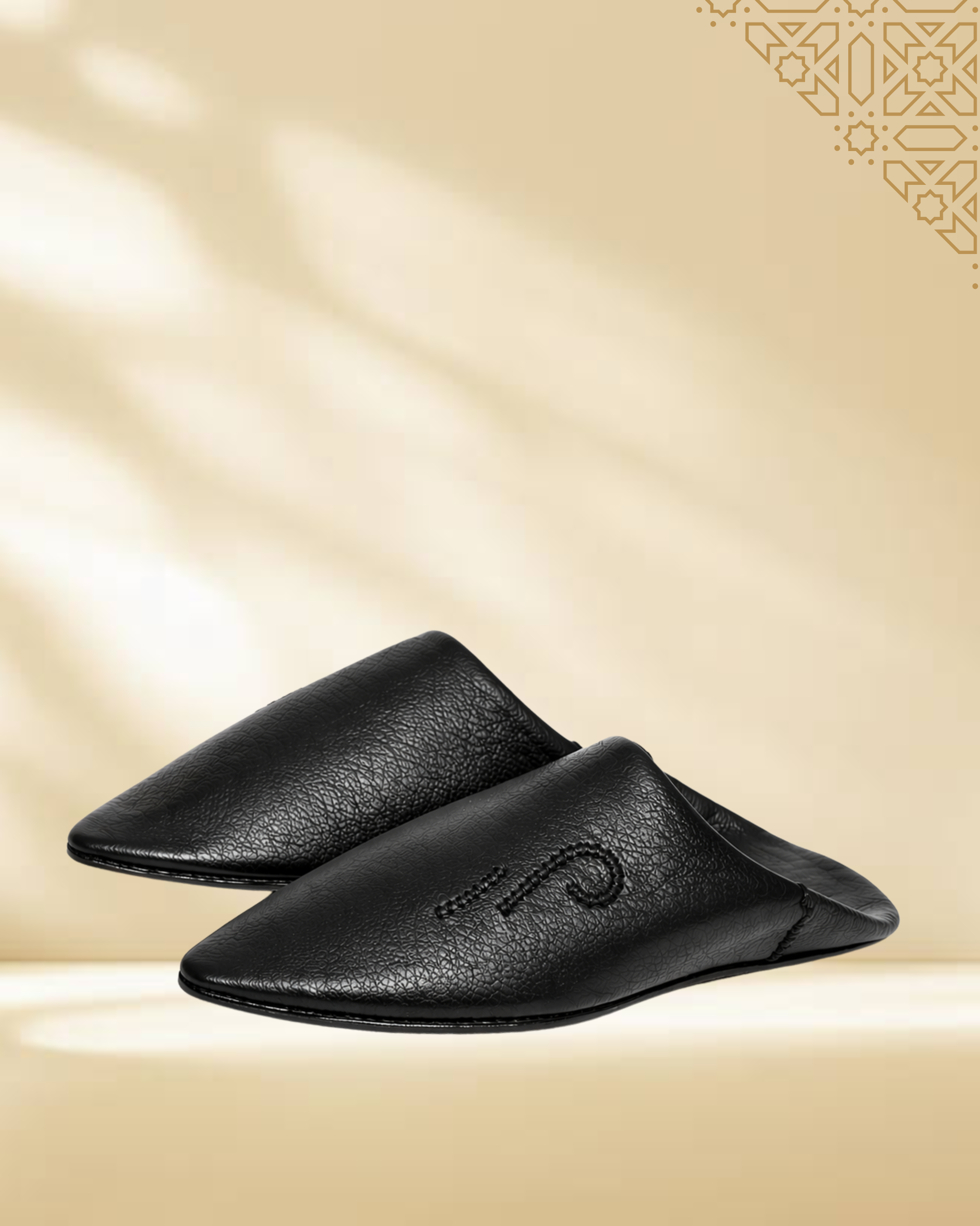 Babouche marocaine en cuir - Noire