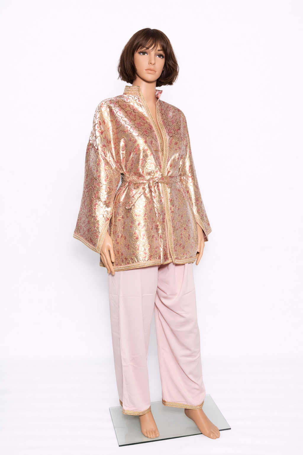 Jabador marocain brocart doré et rose