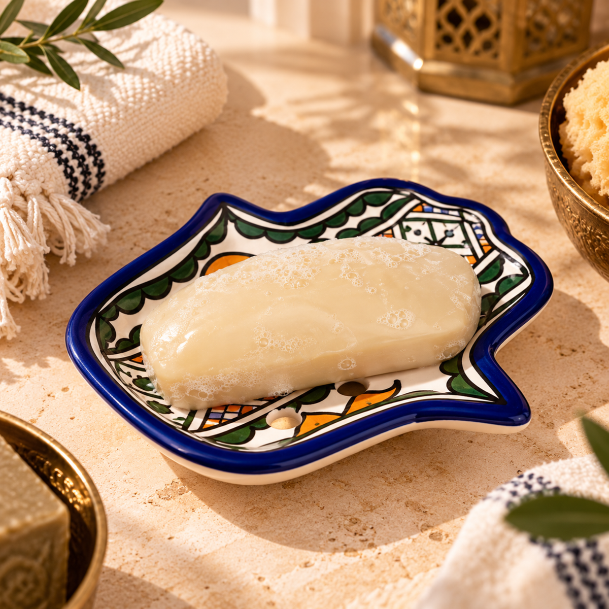 Porte-savon en céramique en forme de Khmissa
