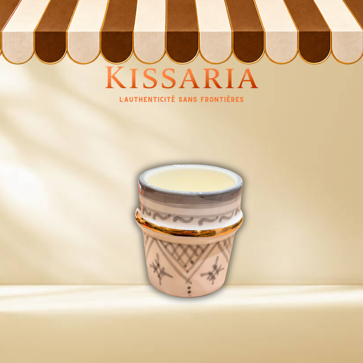 Tasse à café marocaine grise & dorée