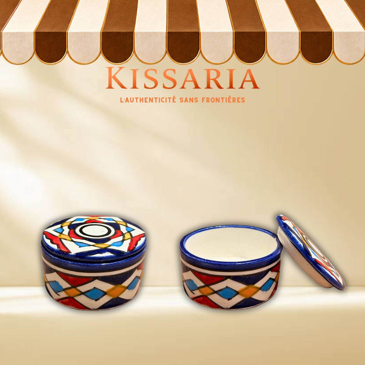 Petit porte-bijoux marocain en céramique - multicouleurs